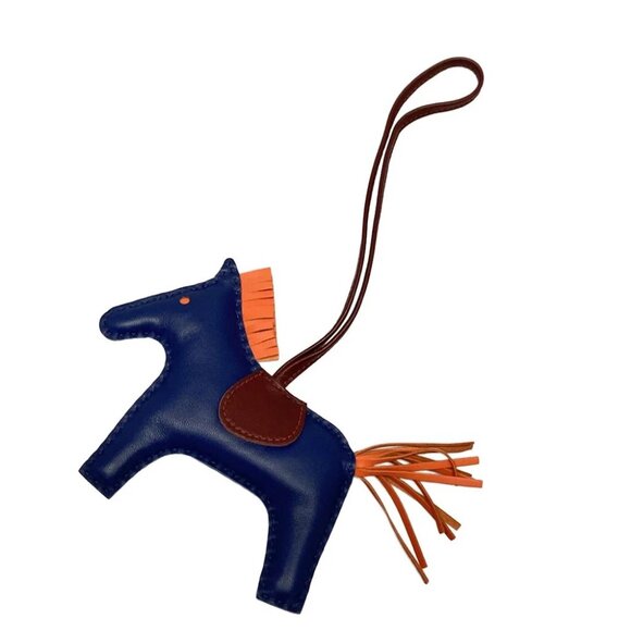 Auth HERMES Rodeo Charm MM Blue Bordeaux Orange Agneau Milo Unconfirmed - Picture 1 of 6